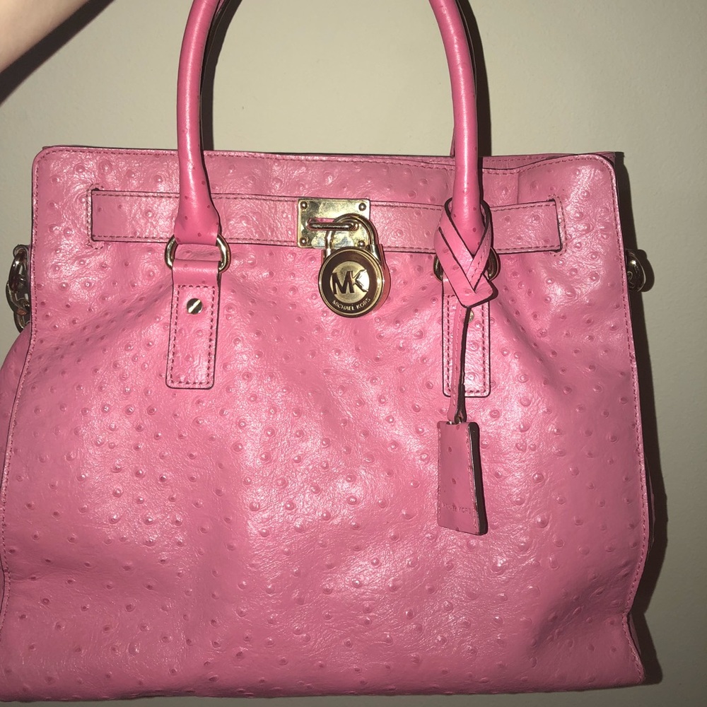 Michael Kors pink ostrich purse